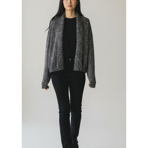 B0 Auth ESSENTIEL ANTWERP Black Silver Marled Chunky Cardigan Sweater O/S